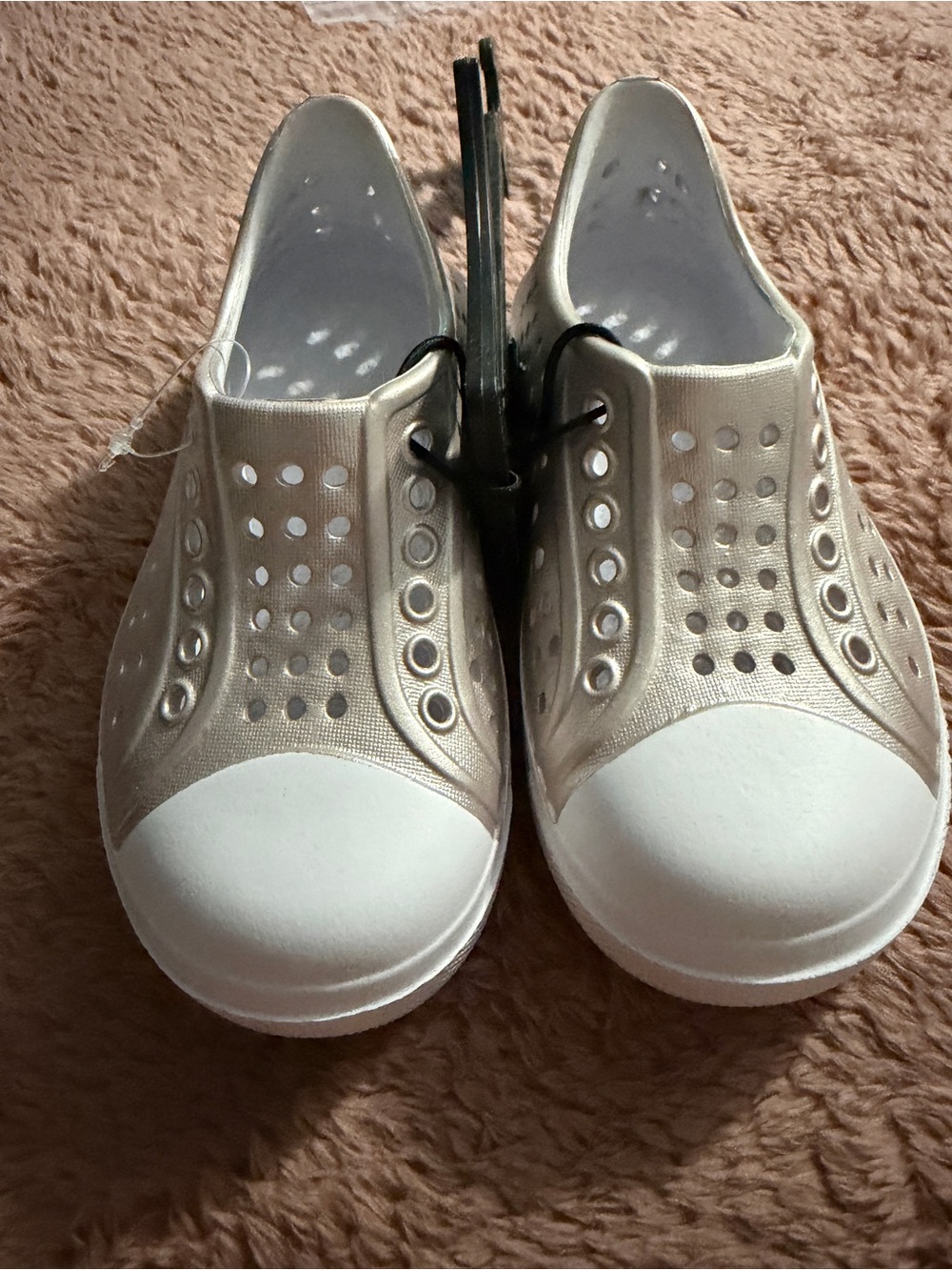 Toddler Wonder Nation Metallic Gold Slip On & White Toe Cap Sneaker